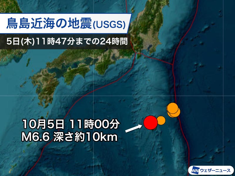 鳥島近海での地震についての詳細情報